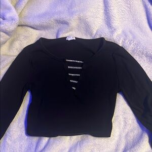 Garage Black Cut Out Blouse